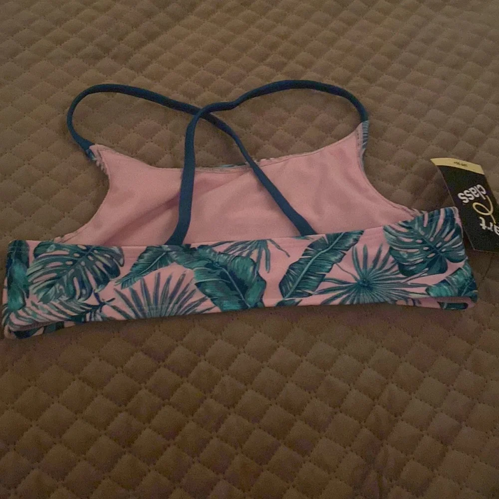 Kids Girls Multicolor Palm Tree Branch Swim Top‎